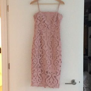 Bardot rose pink lace dress Small